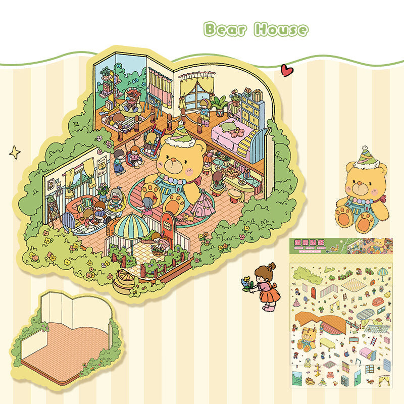 3D Scene Collage Stickers for Layered Journal Art
