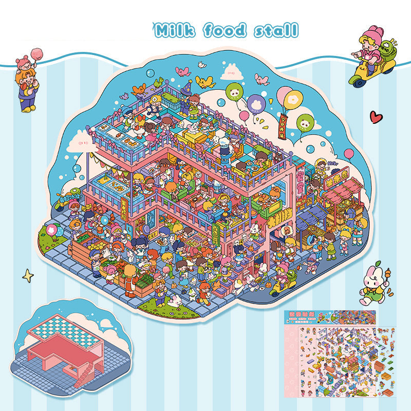 3D Scene Collage Stickers for Layered Journal Art