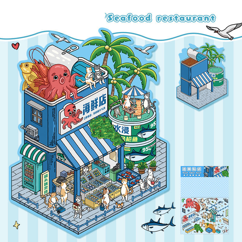 3D Scene Collage Stickers for Layered Journal Art