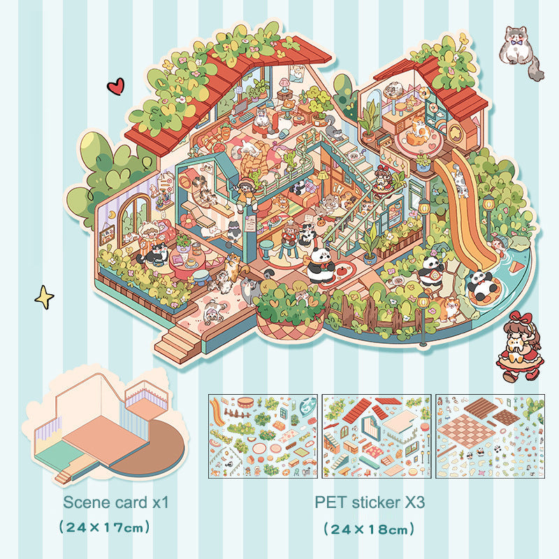 3D Scene Collage Stickers for Layered Journal Art