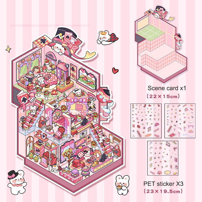 3D Scene Collage Stickers for Layered Journal Art