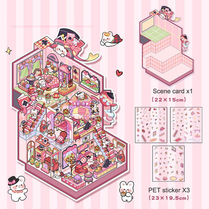 3D Scene Collage Stickers for Layered Journal Art