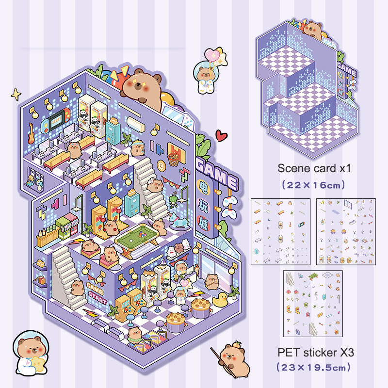 3D Scene Collage Stickers for Layered Journal Art