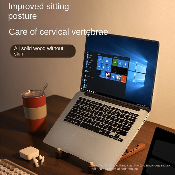 Solid Beech Wood Laptop Stand for Better Desk Posture