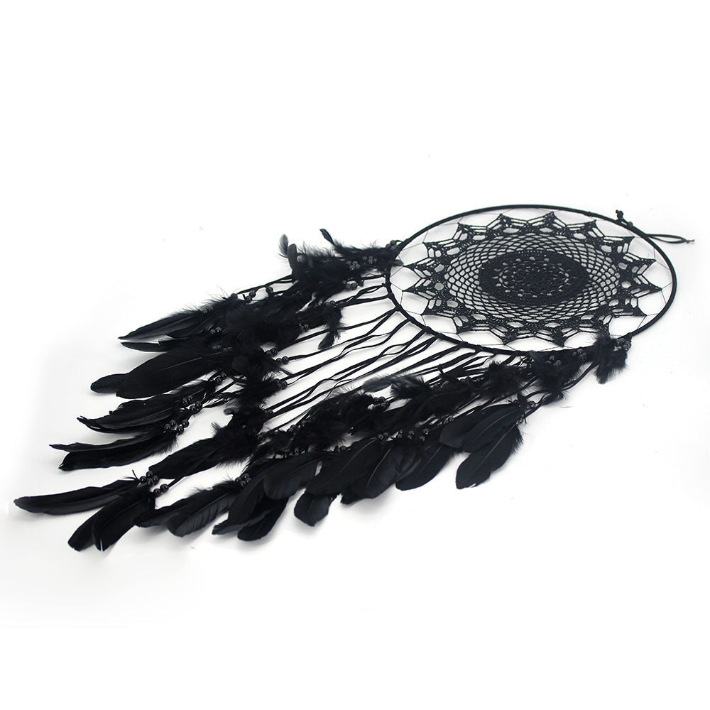 Large Black Feather Dream Catcher Wall Decor Statement