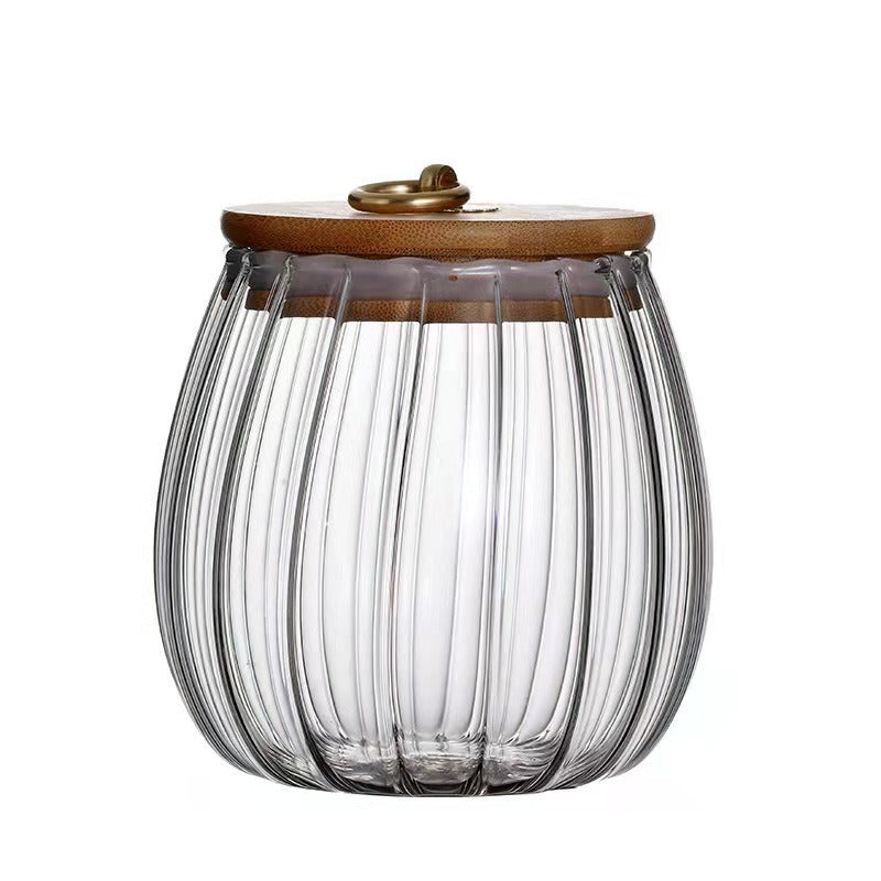 Large Glass Tea Jar with Bamboo Lid for Kitchen Storage