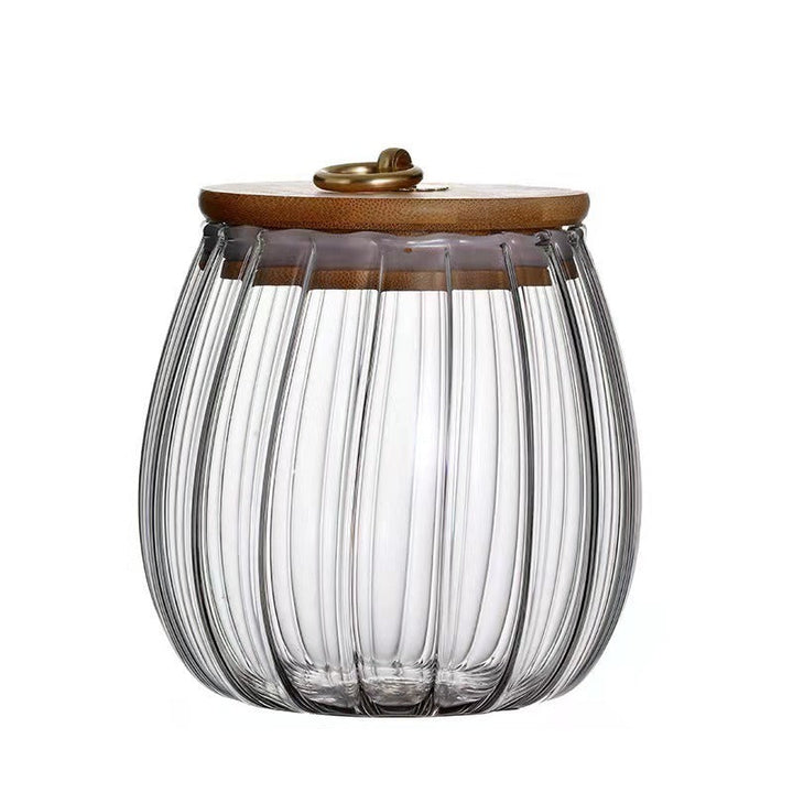 Large Glass Tea Jar with Bamboo Lid for Kitchen Storage