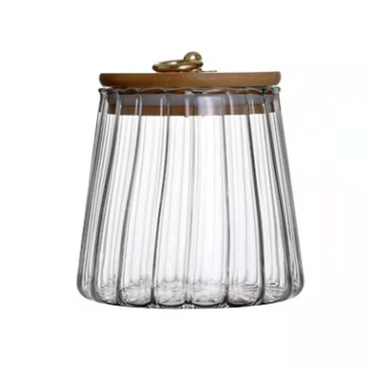 Large Glass Tea Jar with Bamboo Lid for Kitchen Storage