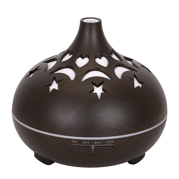 Wood Grain Aroma Diffuser with Star & Heart Night Light