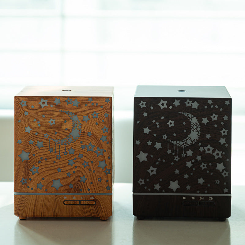 Wood Grain Aroma Diffuser with Remote and Star Light