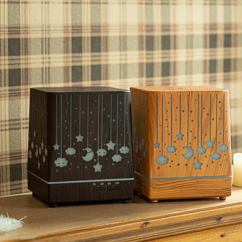 Wood Grain Aroma Diffuser with Remote and Star Light