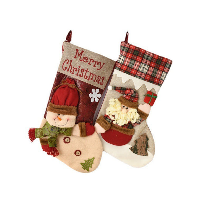 Christmas Stocking Gift Bag With 3D Santa Decorations