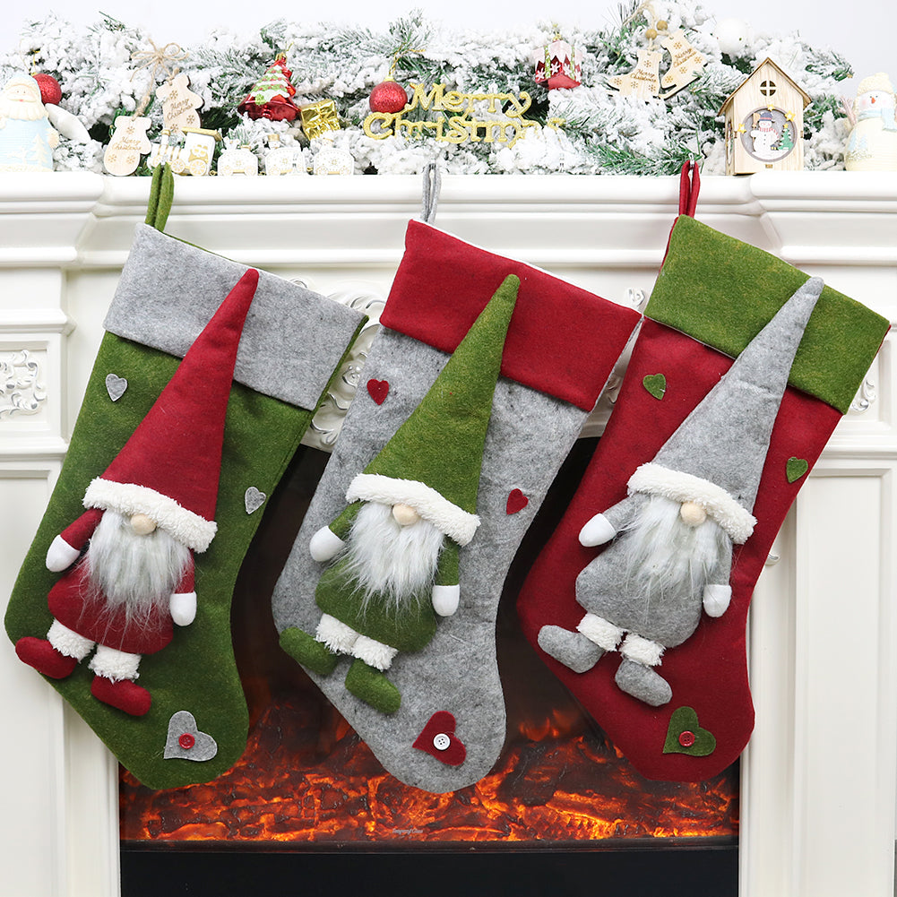 Christmas Stockings With Santa Gnome Holiday Charm