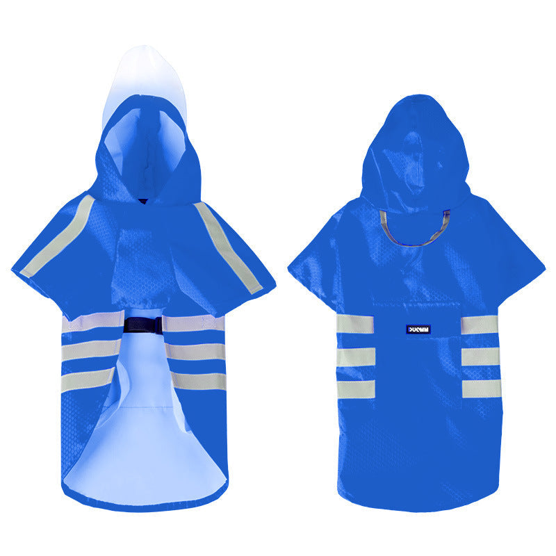 Large Dog Raincoat With Reflective Waterproof Hood