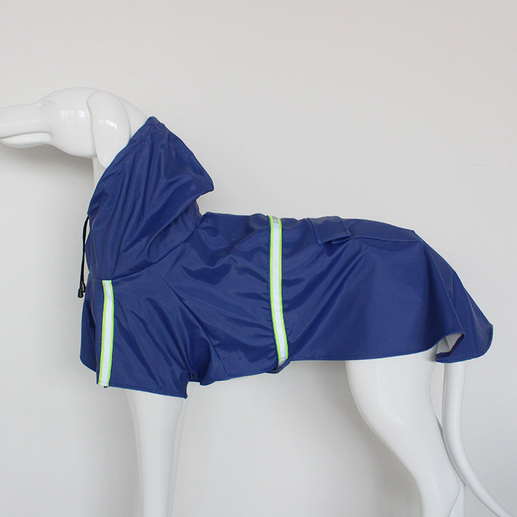 Large Dog Raincoat With Reflective Waterproof Hood