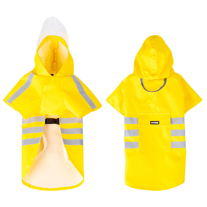 Large Dog Raincoat With Reflective Waterproof Hood