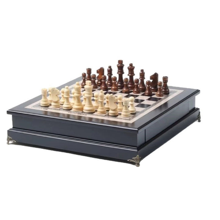 Solid Wood Chess Table With Built-In Piece Storage