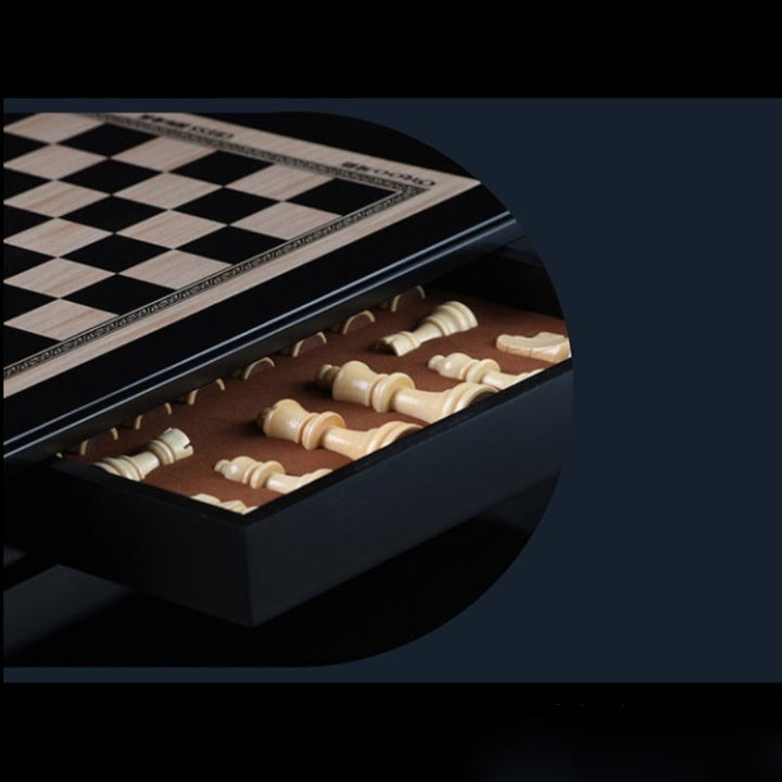Solid Wood Chess Table With Built-In Piece Storage