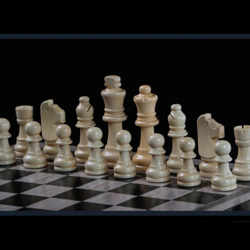 Solid Wood Chess Table With Built-In Piece Storage