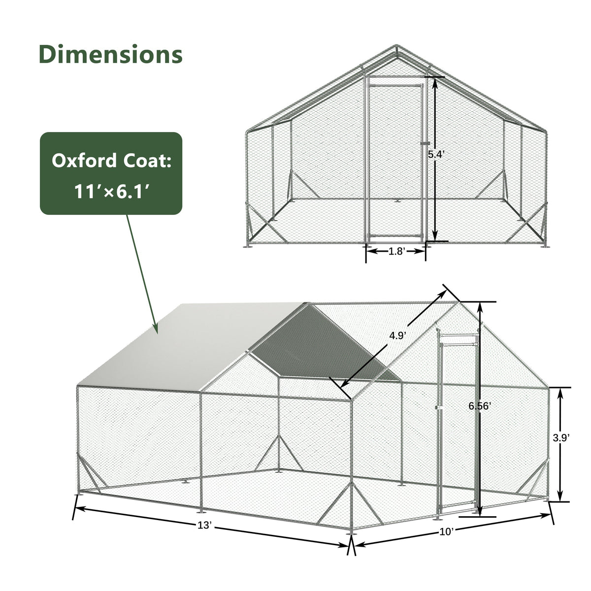 Large Chicken Run With Weather-Resistant Shelter