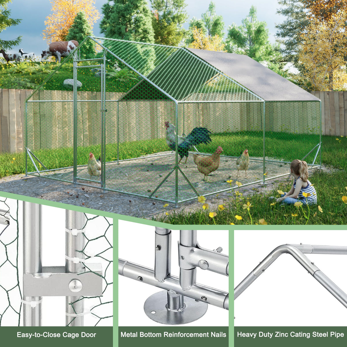 Large Chicken Run With Weather-Resistant Shelter