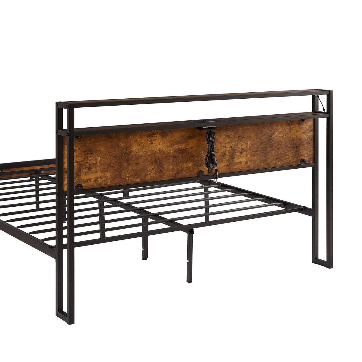 Metal Platform Bed Frame with USB and LED Headboard