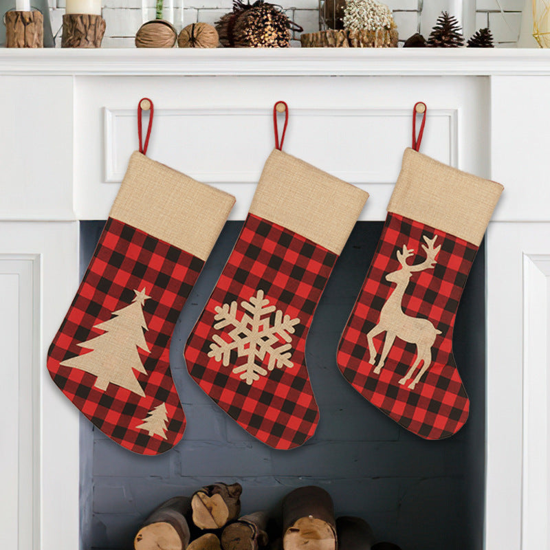 Christmas Stockings Set of 3 for Rustic Holiday Decor