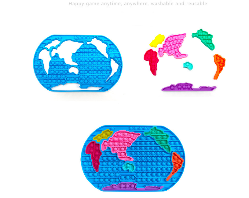 World Map Pop-It Puzzle for Screen-Free Geography Play