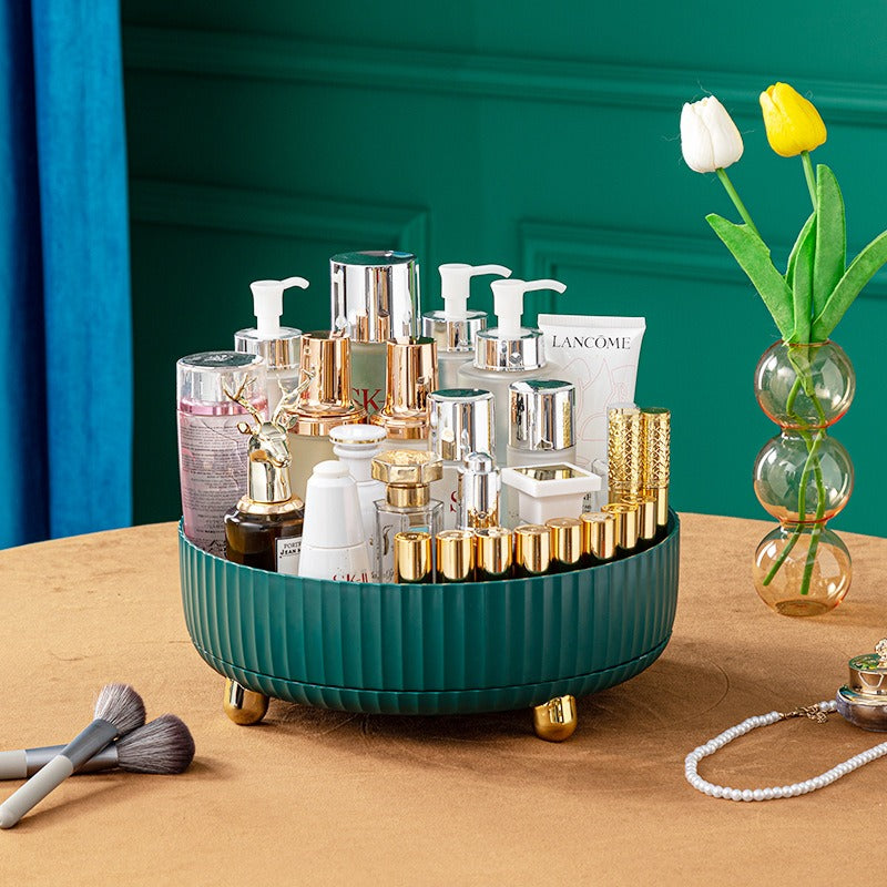Large Cosmetic Storage Tray, Rotating Countertop Organizer