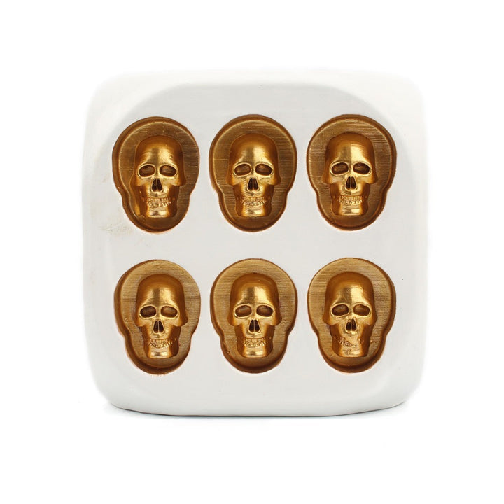 Large Skull Dice Resin Ornament for Gothic Game Rooms
