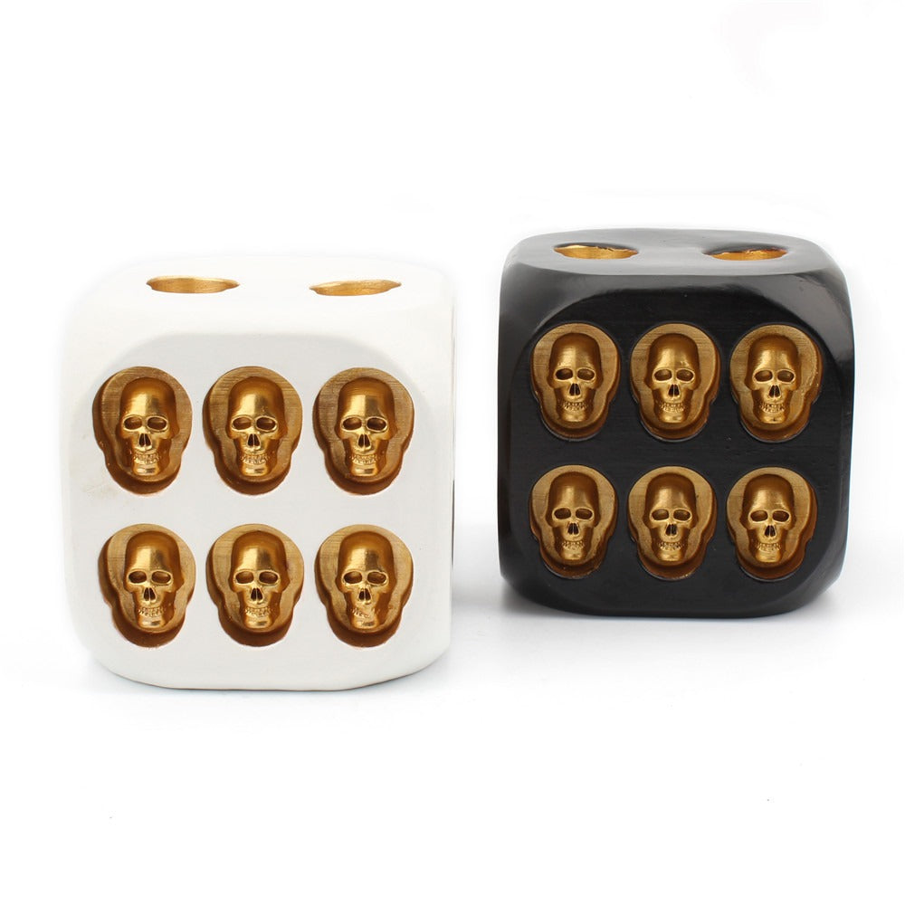 Large Skull Dice Resin Ornament for Gothic Game Rooms