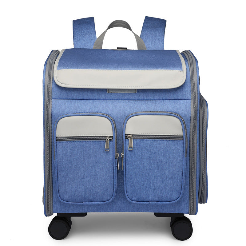 Rolling Cat Carrier Bag with Quiet 4-Wheel Mobility