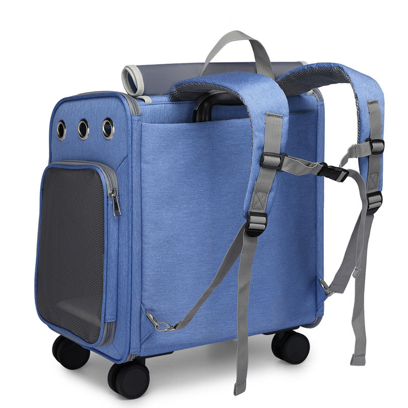 Rolling Cat Carrier Bag with Quiet 4-Wheel Mobility