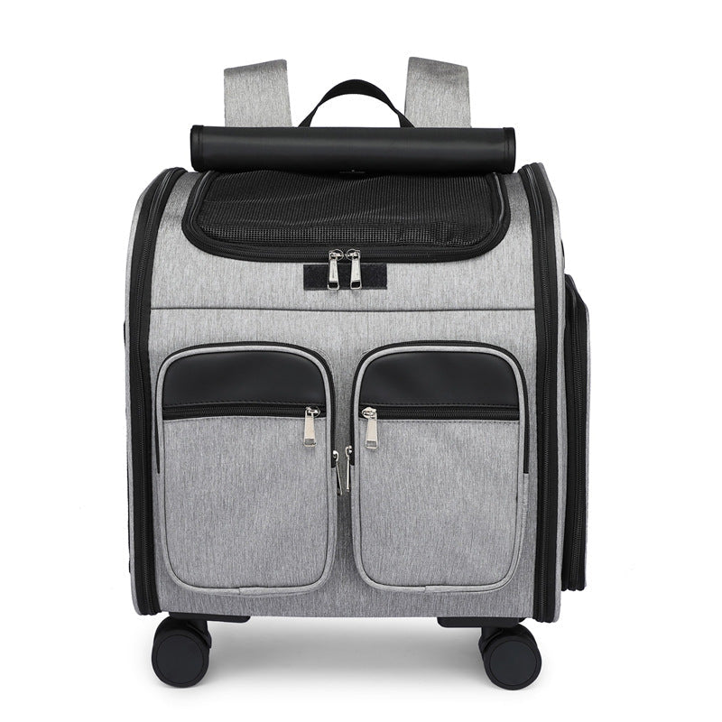 Rolling Cat Carrier Bag with Quiet 4-Wheel Mobility