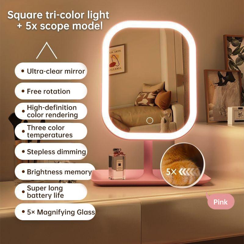 LED Makeup Mirror with 5x Magnification & Lighting