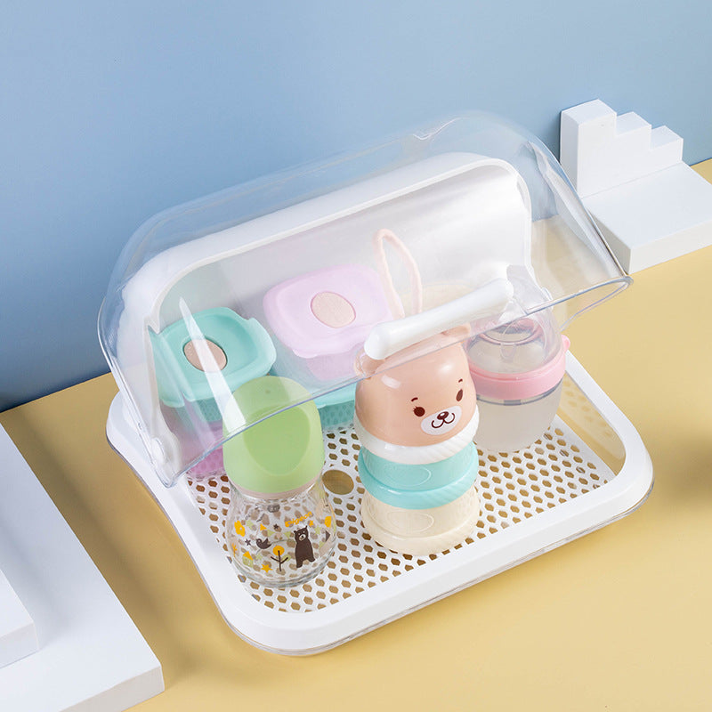 Baby Bottle Drying Rack with Dust-Proof Clear Cover