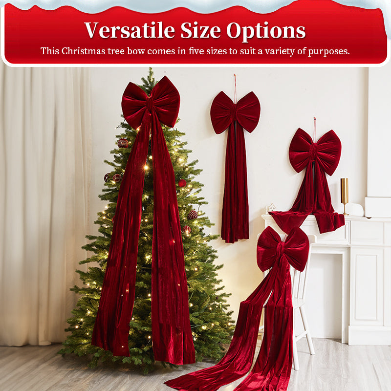 Oversized Wine Red Christmas Bow Tree Topper Decor