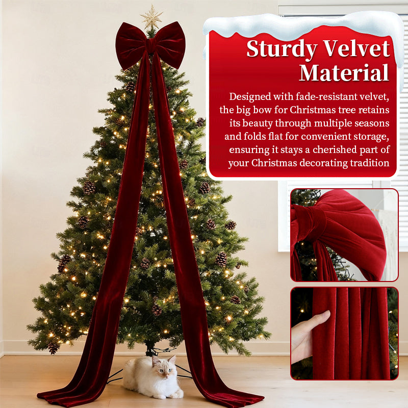 Oversized Wine Red Christmas Bow Tree Topper Decor