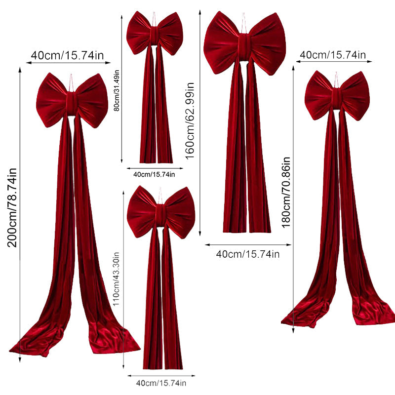 Oversized Wine Red Christmas Bow Tree Topper Decor
