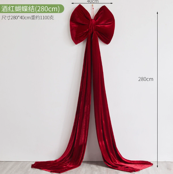 Oversized Wine Red Christmas Bow Tree Topper Decor