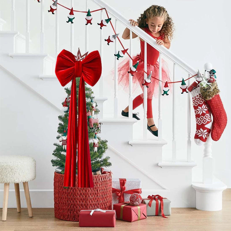 Oversized Wine Red Christmas Bow Tree Topper Decor