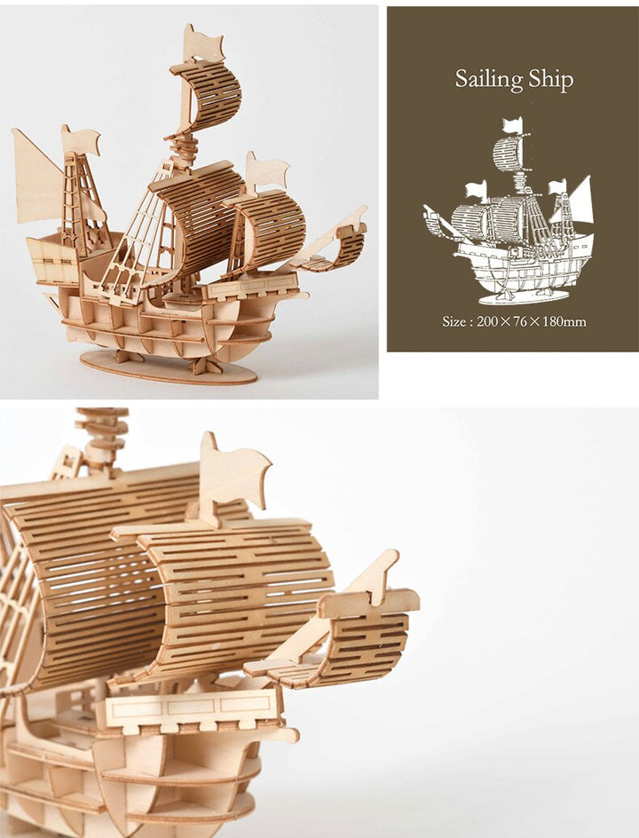 Wooden Sailing Ship Model Kit for Creative Screen-Free Fun