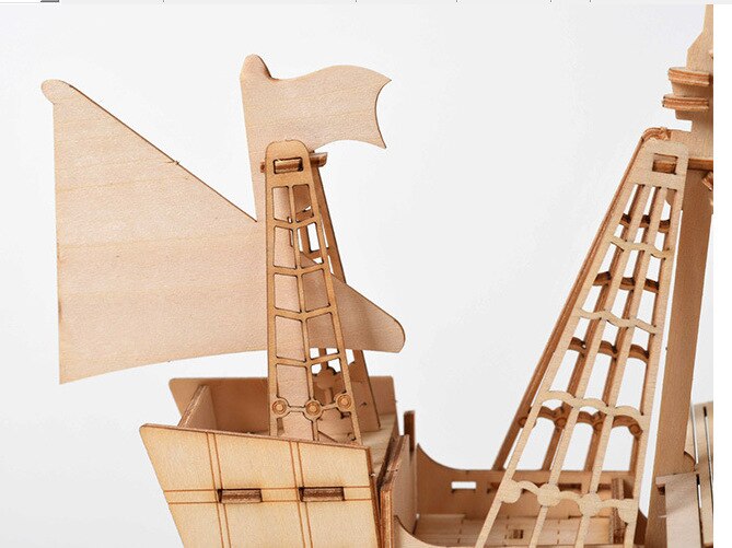 Wooden Sailing Ship Model Kit for Creative Screen-Free Fun