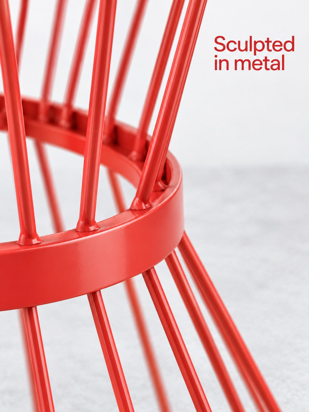 Red Hourglass Side Table, Bold Metal Accent for Living Room