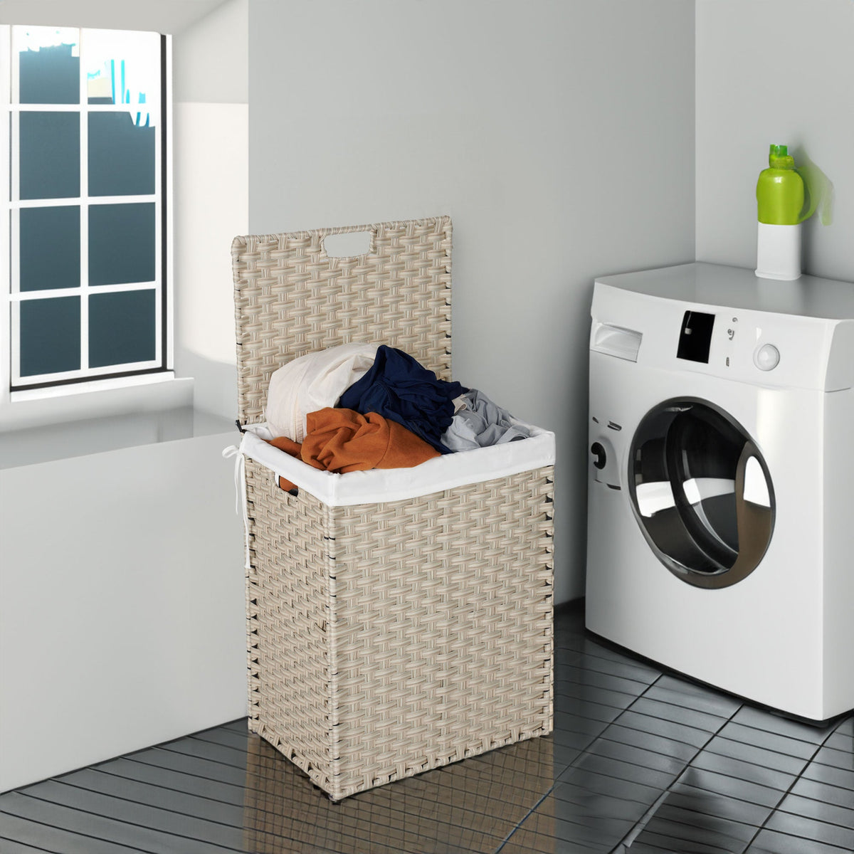 100L Laundry Hamper With Lid and Removable Liners
