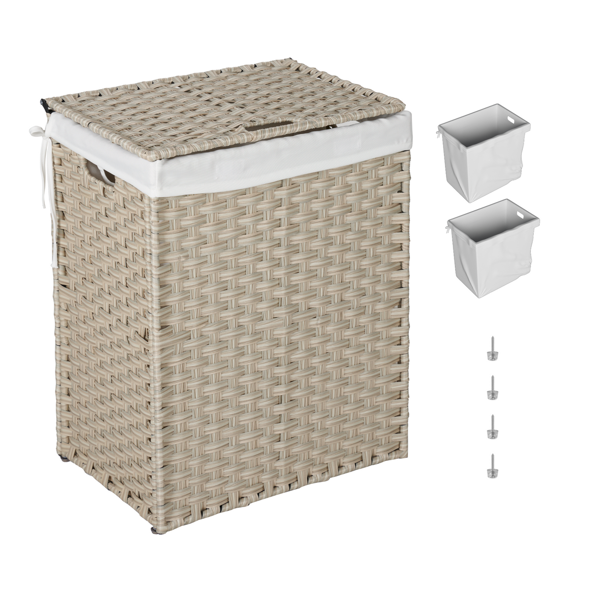 100L Laundry Hamper With Lid and Removable Liners