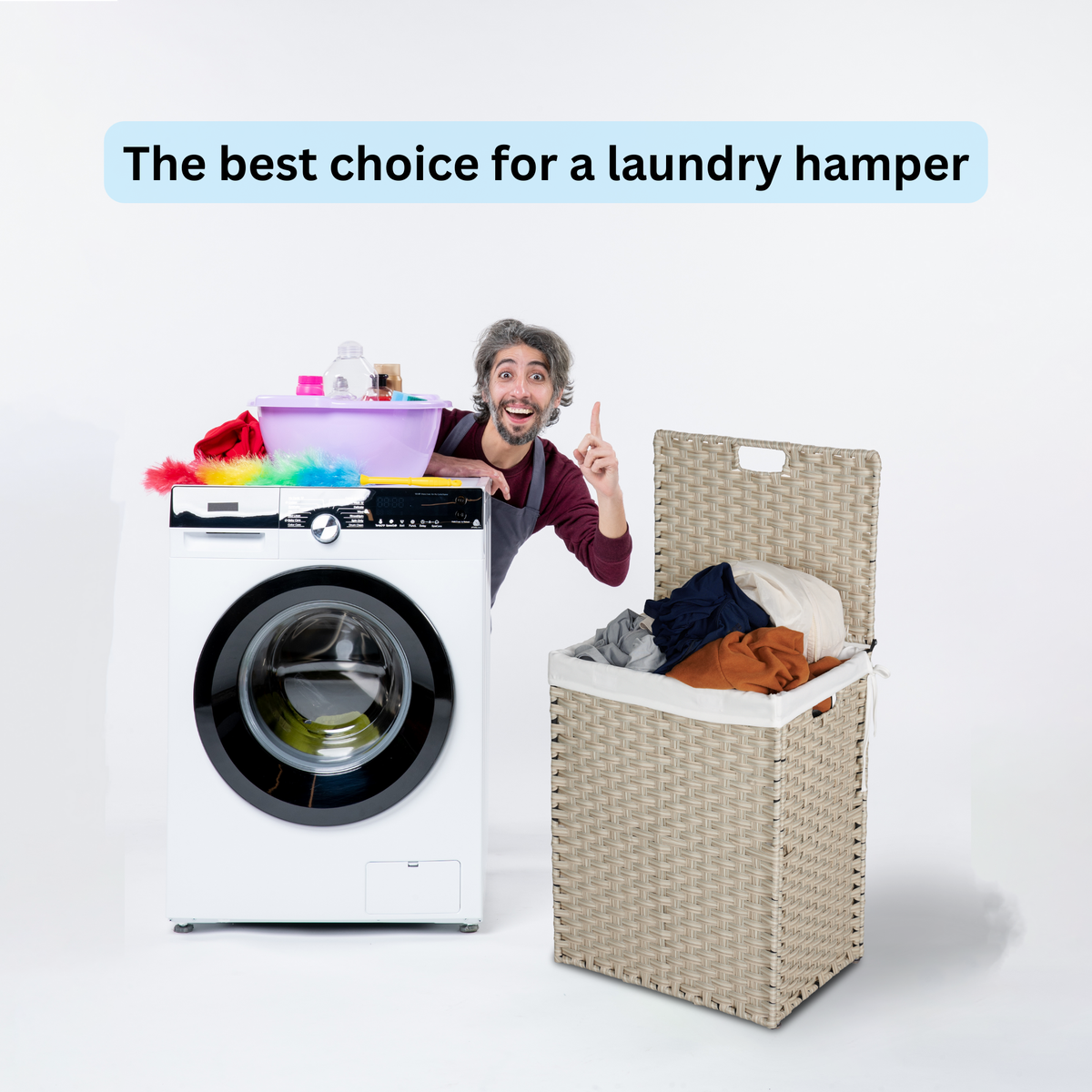 100L Laundry Hamper With Lid and Removable Liners