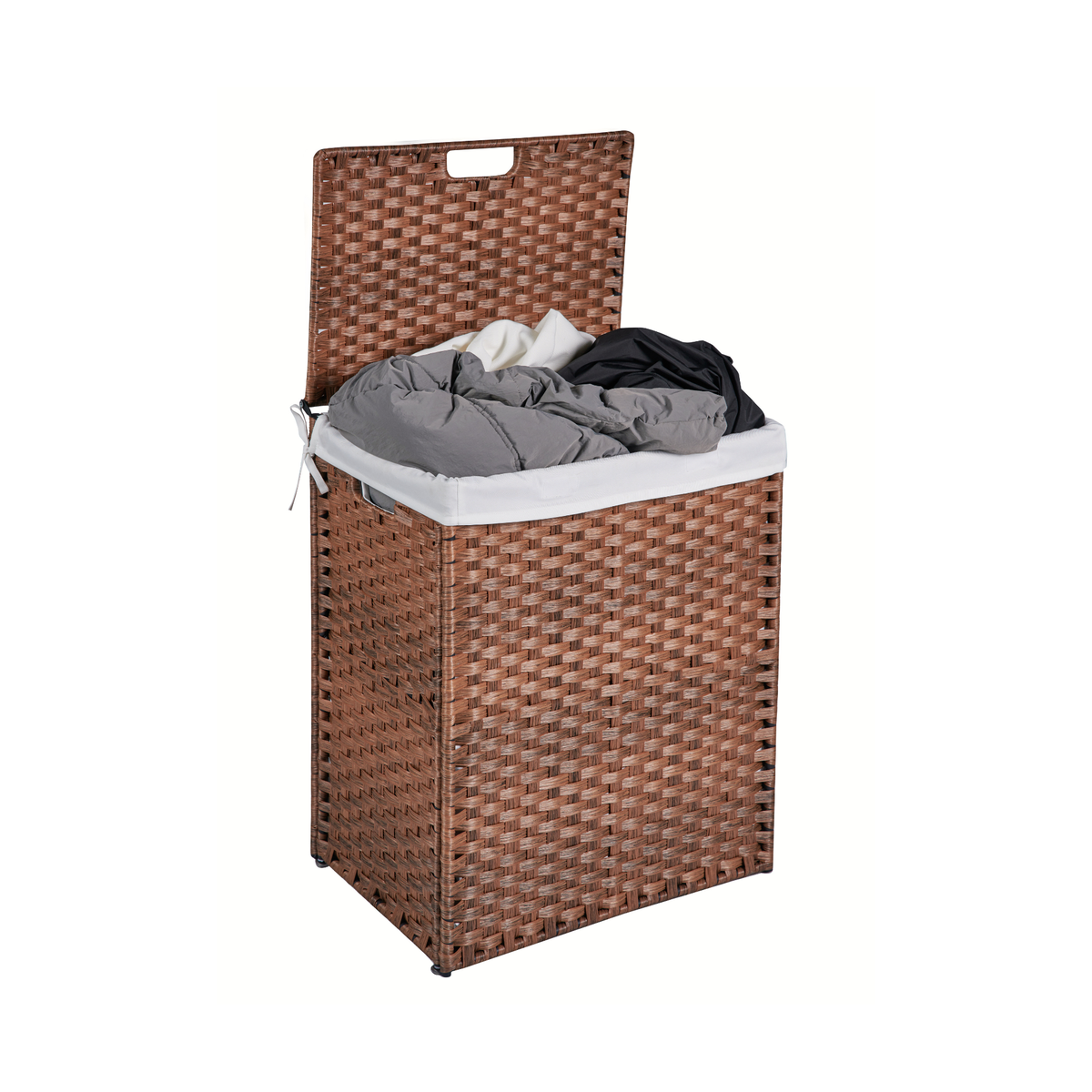Rattan-Style Laundry Hamper with Lid, 100L Capacity
