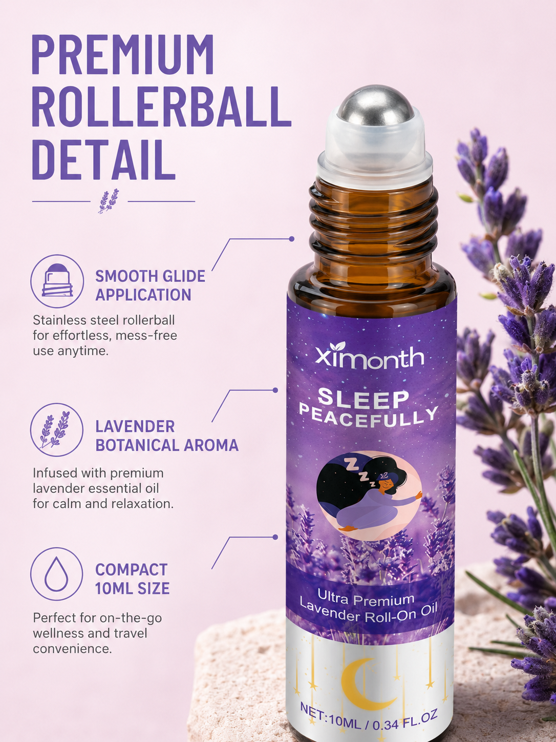 Lavender Sleep Roll-On Oil — Deep, Peaceful Sleep & Tension
