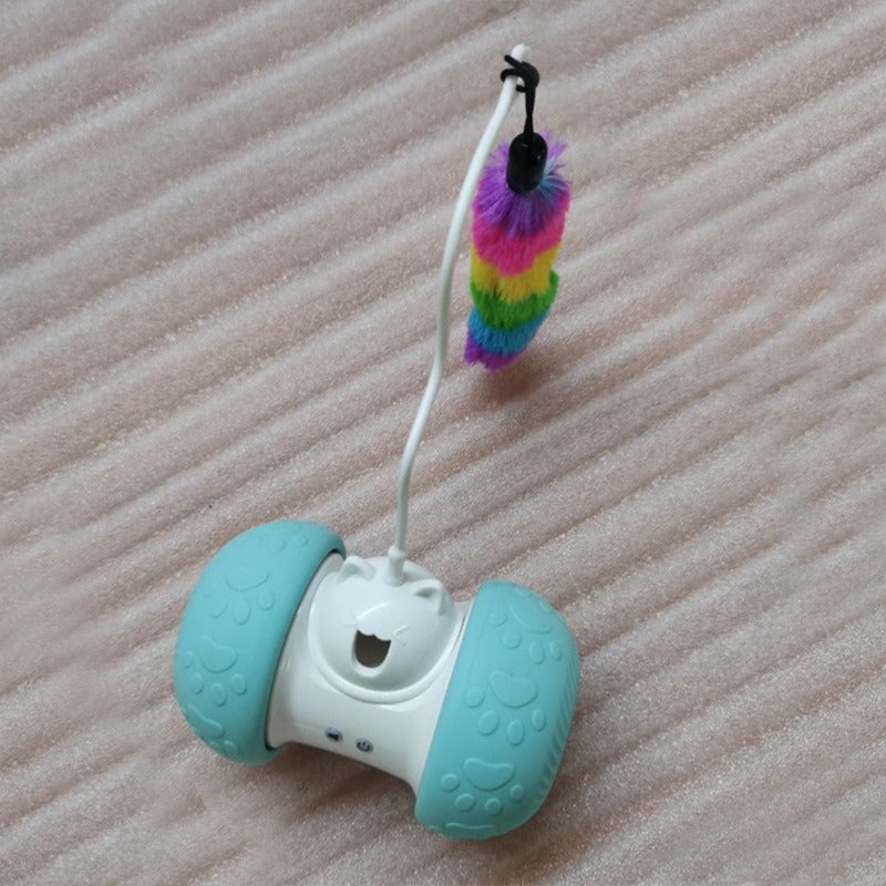 Interactive Cat Toy With Self-Balancing Feather Teaser